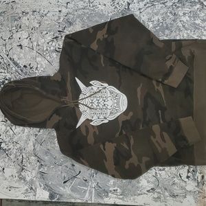 Kabuki mask mens camo graphic hoodie
